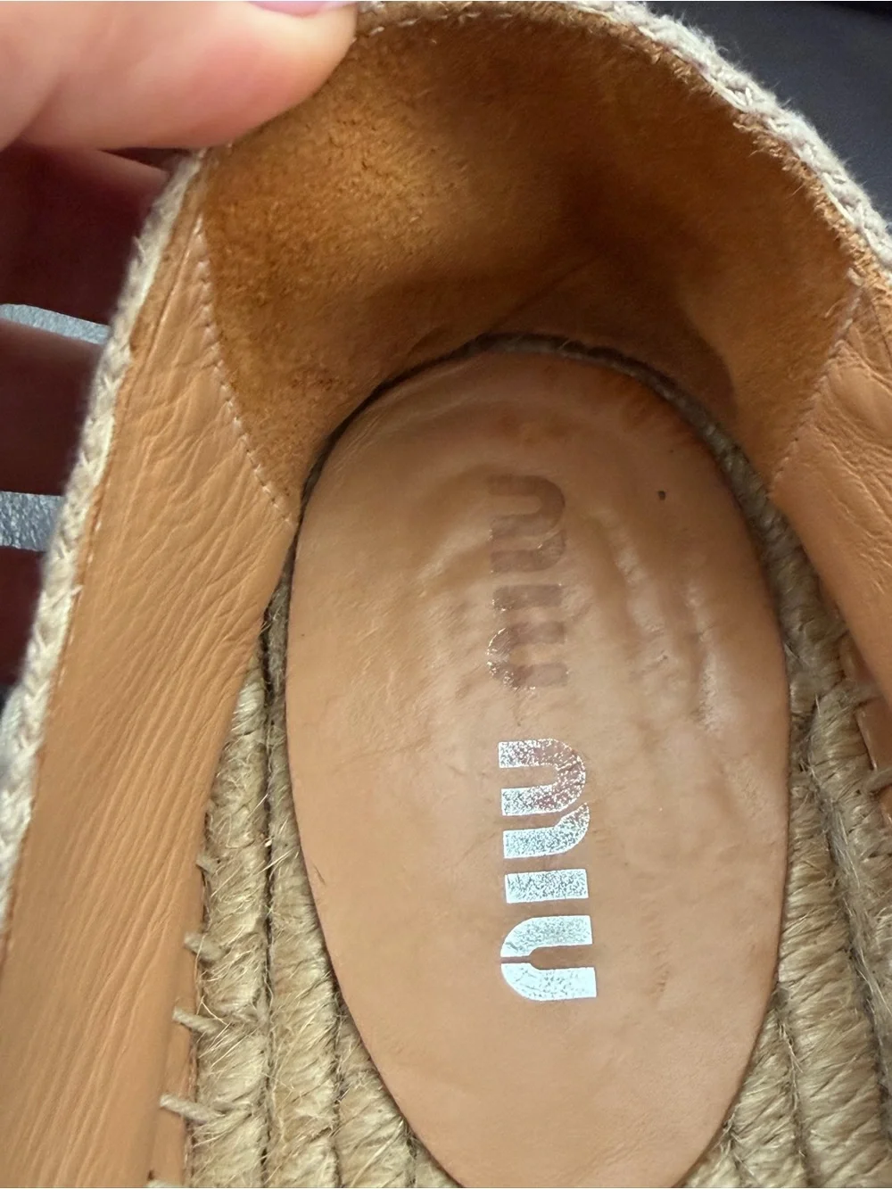 Miu Miu Beige Espadrilles with Red & Navy Stripe and Crystal Brooch 37 Size